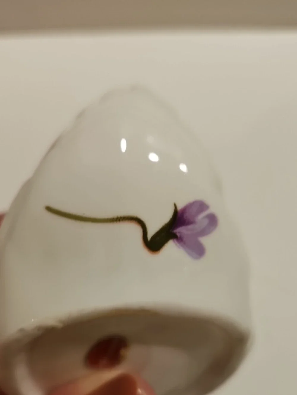 Fine Bone China Swan Trinket Box with Purple Floral Accents Hand Painted